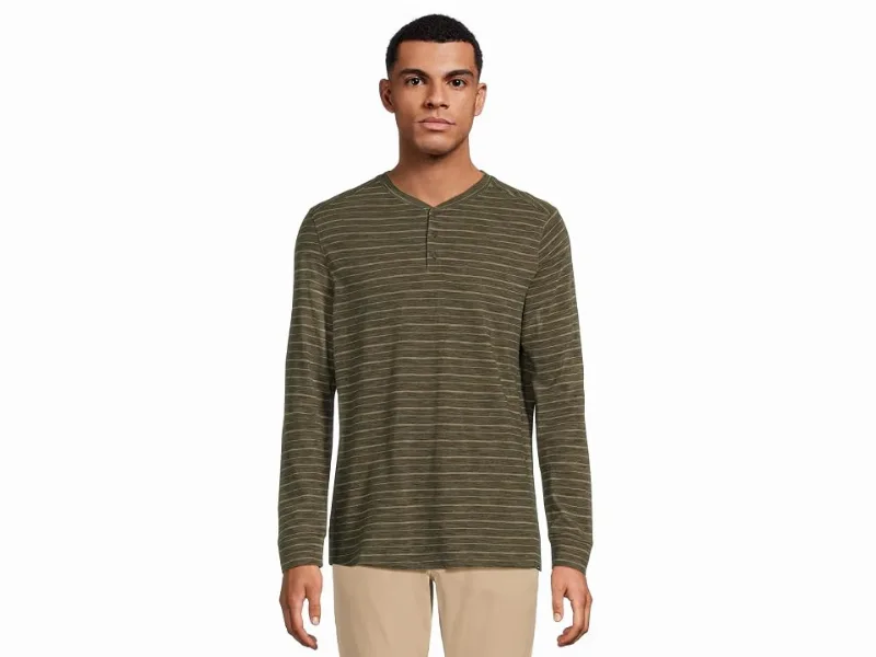 Prana Ronnie Henley II Men's Clothing Nori Stripe : MD, Cotton/Polyester