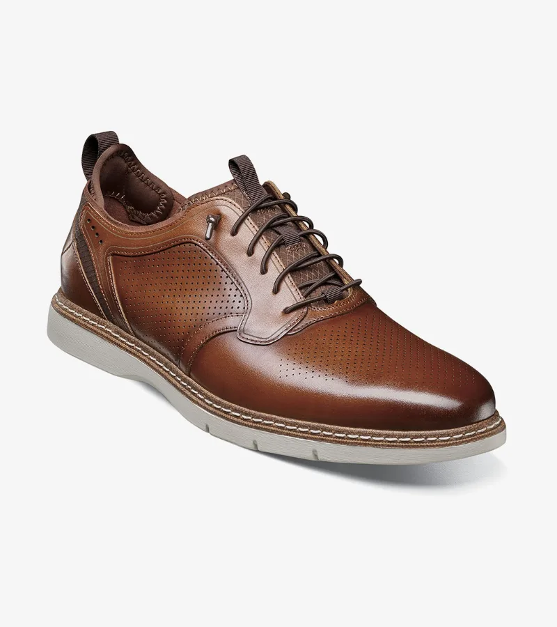 Stacy Adams Shoes Sync Plain Toe Elastic Lace Up Cognac Size 13