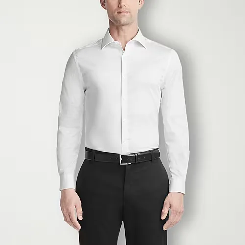 Van Heusen Ultra Flex Mens Slim Fit Stretch Fabric Wrinkle Free Long Sleeve Dress Shirt, 17-17.5 34-35, White