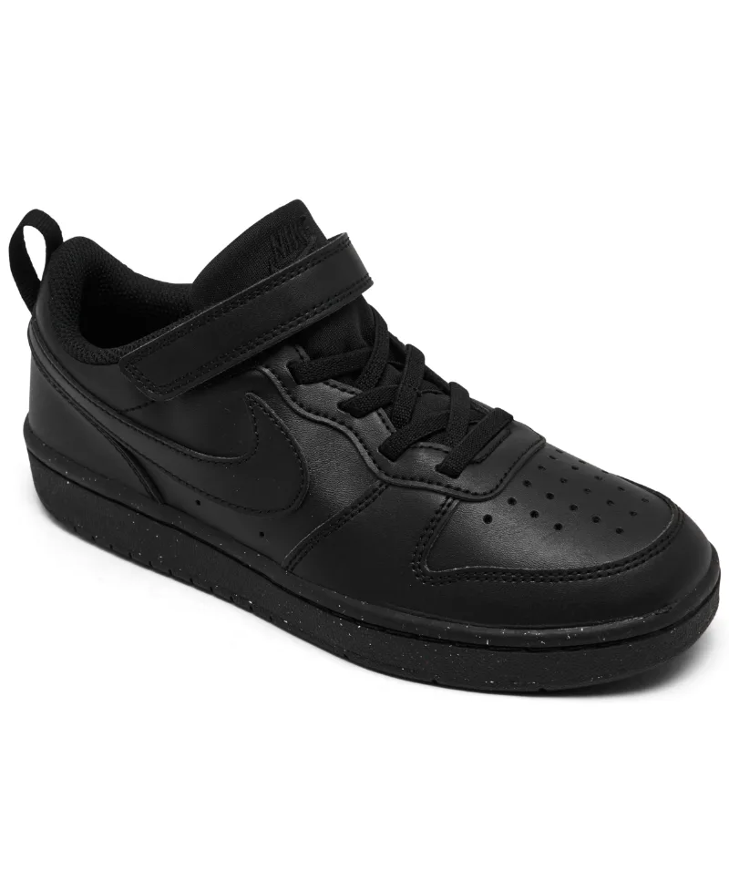 Nike Little Kids Court Borough Low Recraft Adjustable Strap Casual Sneakers From Finish Line - Black