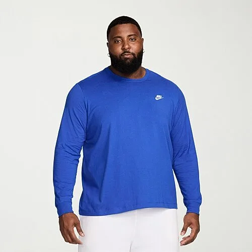 Nike Club Mens Crew Neck Long Sleeve Quick Dry Active Big and Tall T-Shirt, 3x-large, Blue
