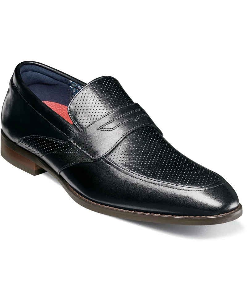 Stacy Adams Men's Karnes Moc Toe Slip-On Penny Loafer - Black