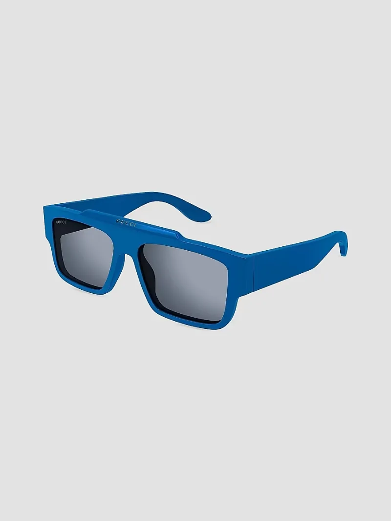 Gucci Men's Faceted Specs Squared Recycled Acetate Sunglasses - Light Blue