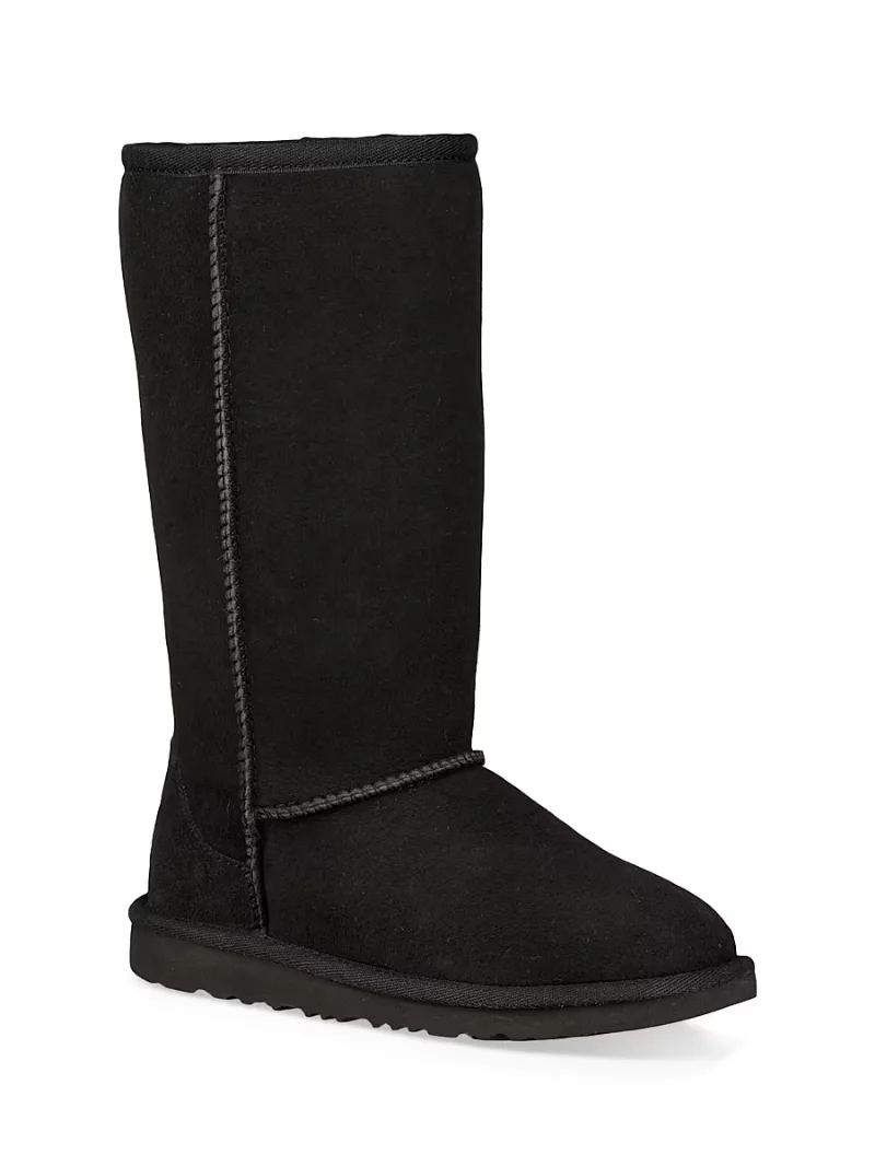 UGG Unisex Little Kid's & Kid's Classic Tall II Shearling Boots - Black - Size 13 (Child)