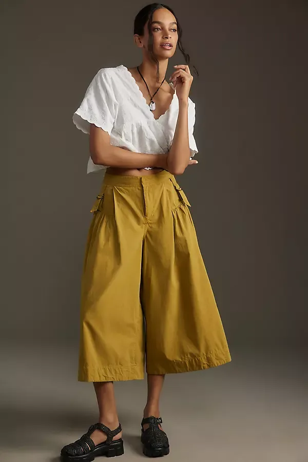 By Anthropologie Poplin Culotte Pants