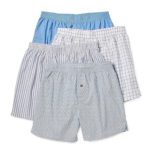 Stafford Cotton Woven Mens Boxers 302600, Medium, Blue