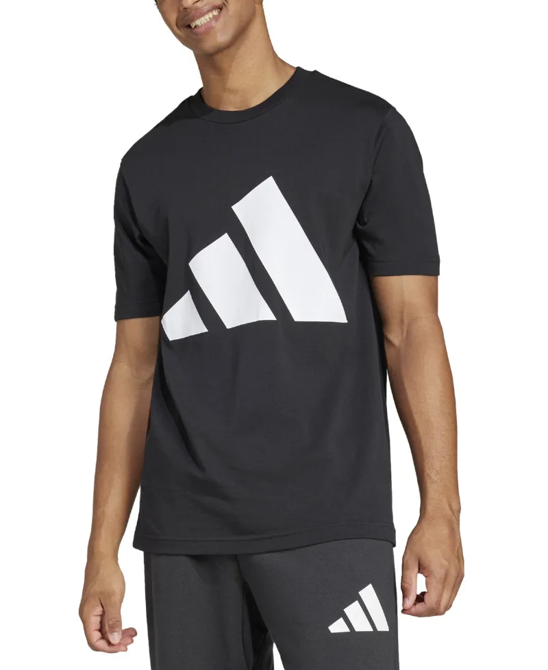 adidas Men's 3 Bar Logo Graphic Cotton T-Shirt - Black/White
