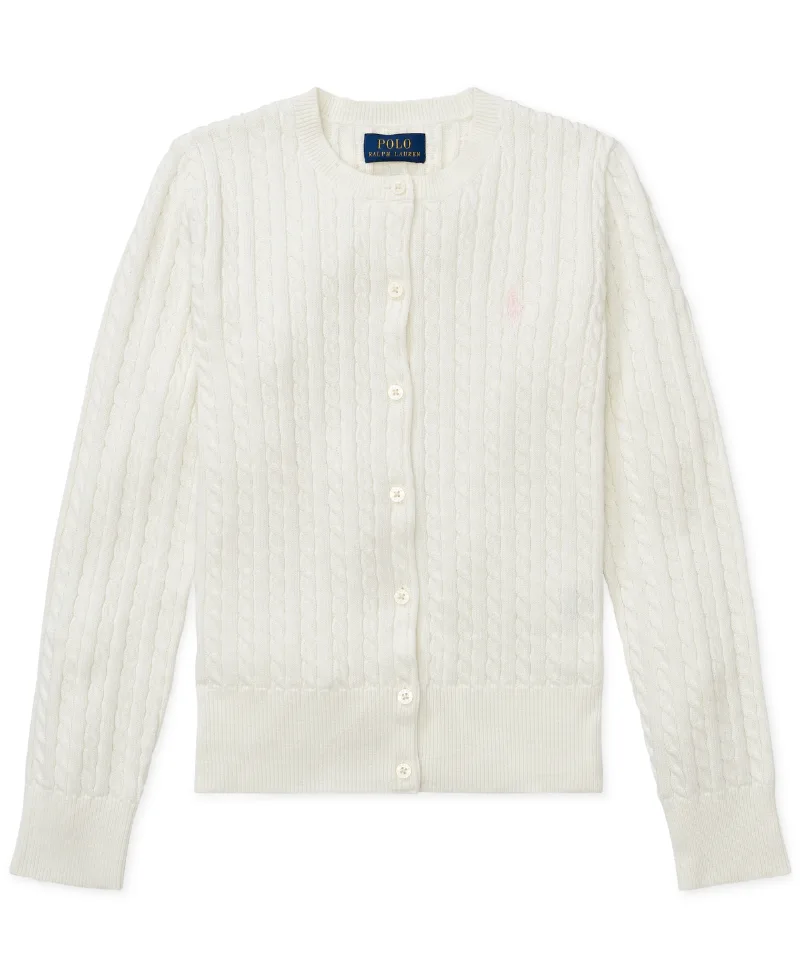 Polo Ralph Lauren Toddler and Little Girls Cable-Knit Cotton Cardigan - Warm White