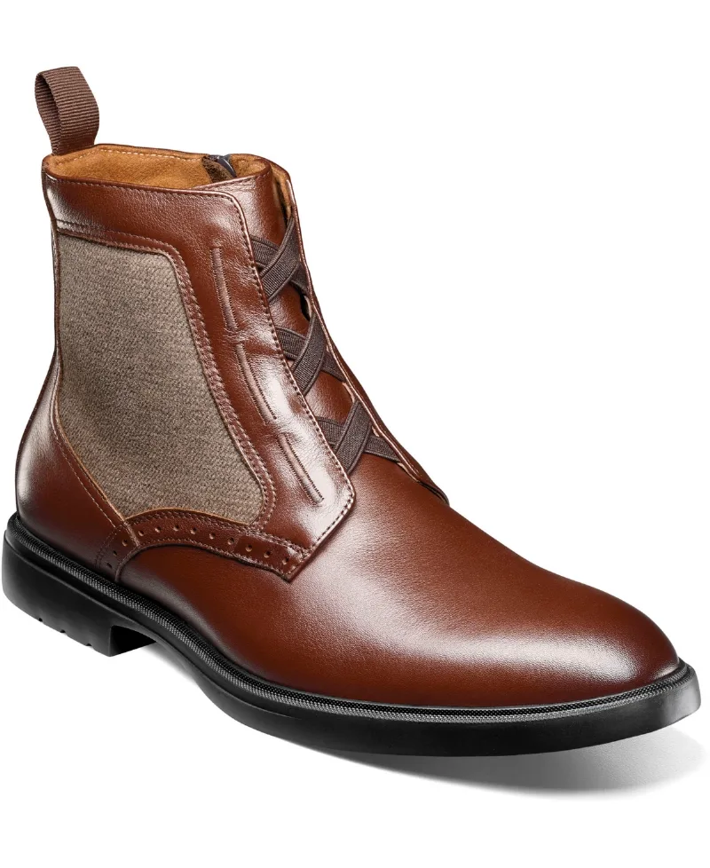 Stacy Adams Men's Thompson Elastic Lace Round Toe Boots - Brown