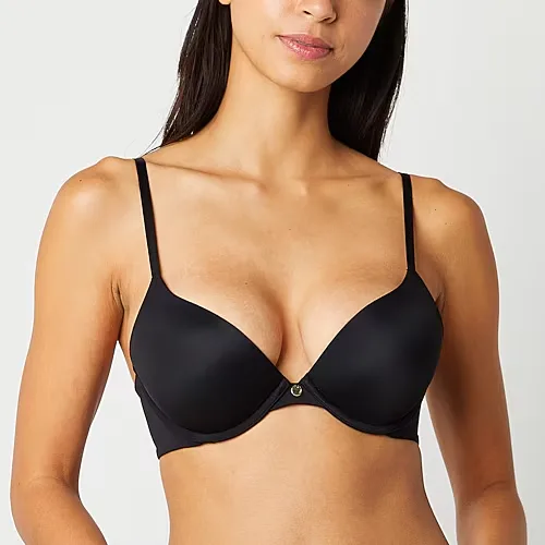 Ambrielle Plunge Push Up Bra, D, Black