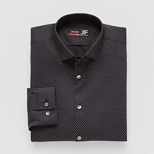 J. Ferrar Trutemp365 Mens Slim Fit Wrinkle Free Long Sleeve Dress Shirt, 17-17.5 34-35, Black
