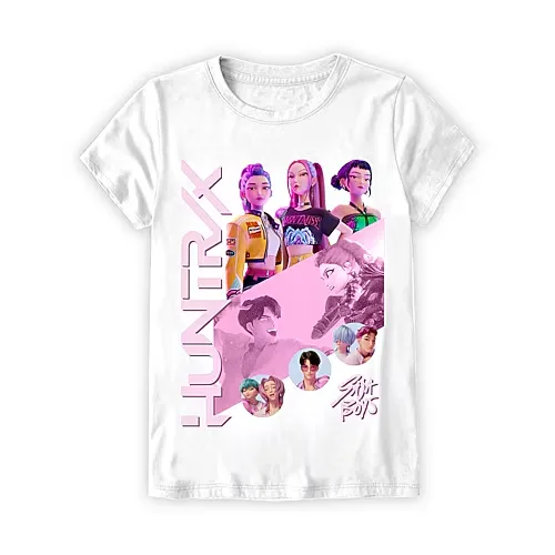 Little & Big Kid Girls Crew Neck Short Sleeve Regular Fit KPOP Demon Hunters Graphic T-Shirt, X-small (6-6x), White