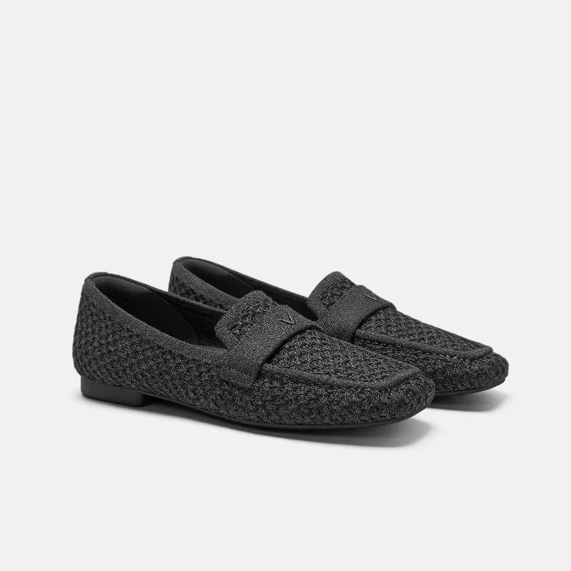 VIVAIA Square-Toe Icon Loafers (Silvie)|BLACK & GREY|US 8