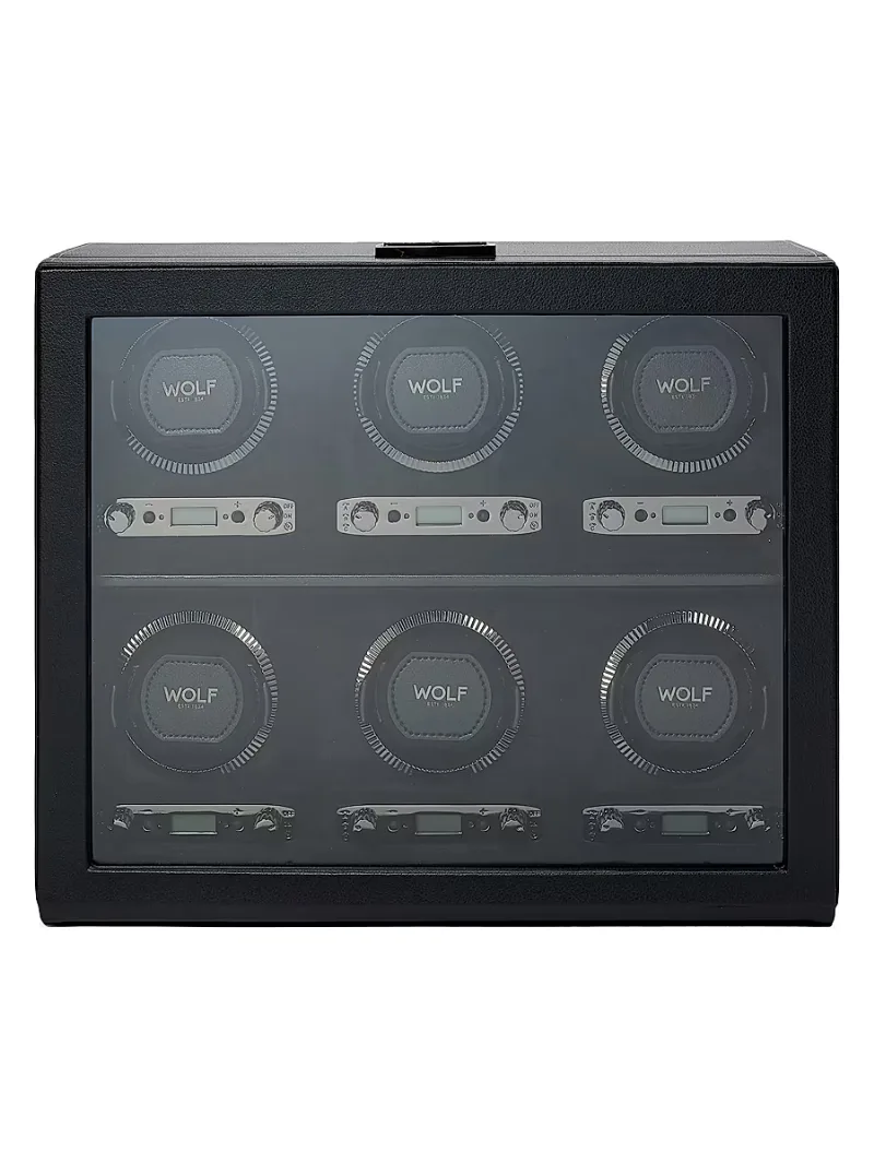 British Racing Green 6-Piece Watch Winder - Black