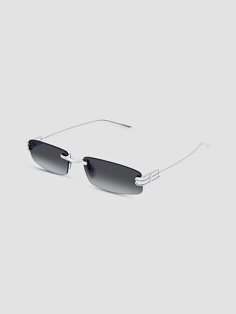 Balenciaga Men's Gossip 62MM Rimless Rectangular Metal Sunglasses - Silver Black