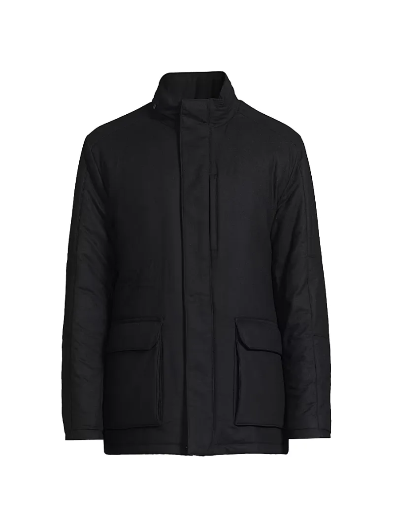 Corneliani Men's Cashmere-Nylon Car Coat - Navy - Size 46