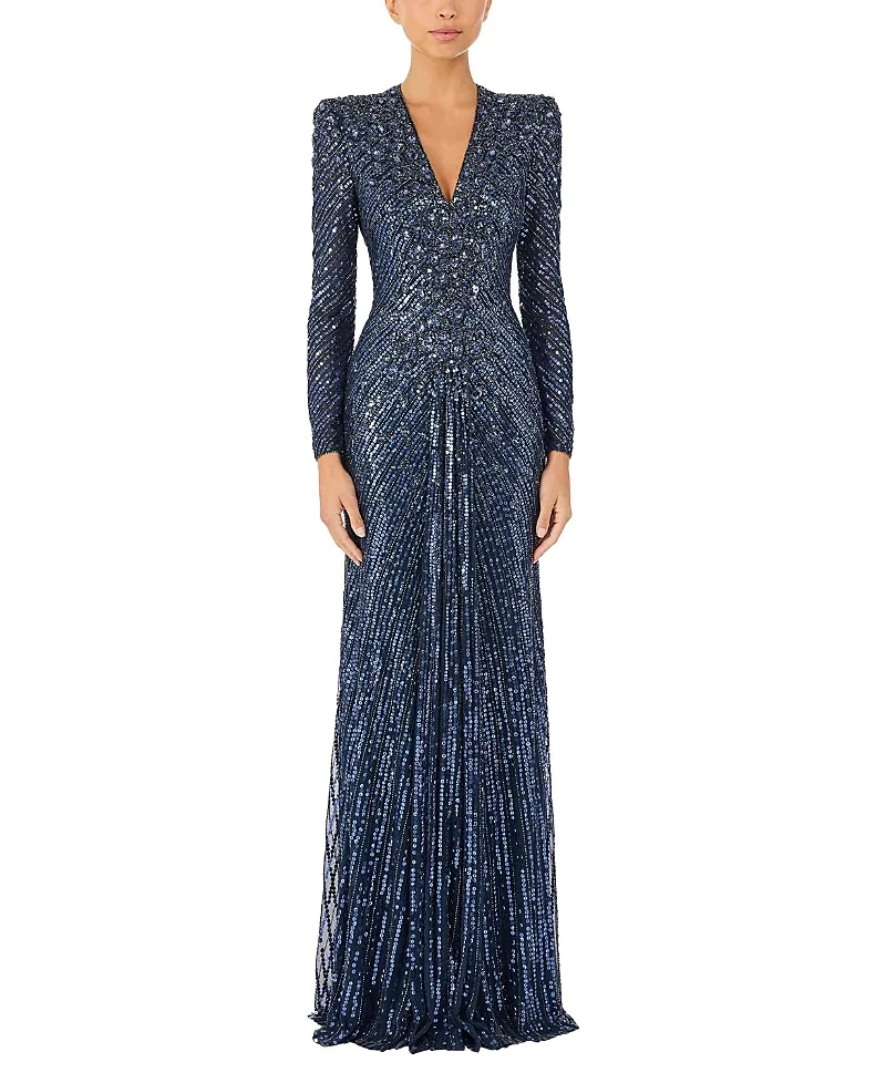 Jenny Packham Eve Sequin-Embellished V-neck Dress
