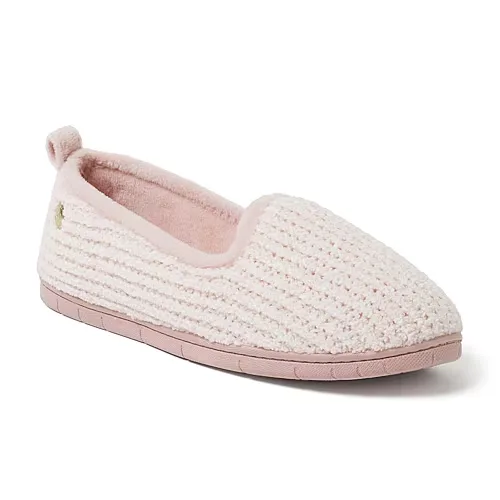 Dearfoams Rachel Marled Chenille Closed Back Womens Memory Foam Slip-On Slippers, Small, Pink