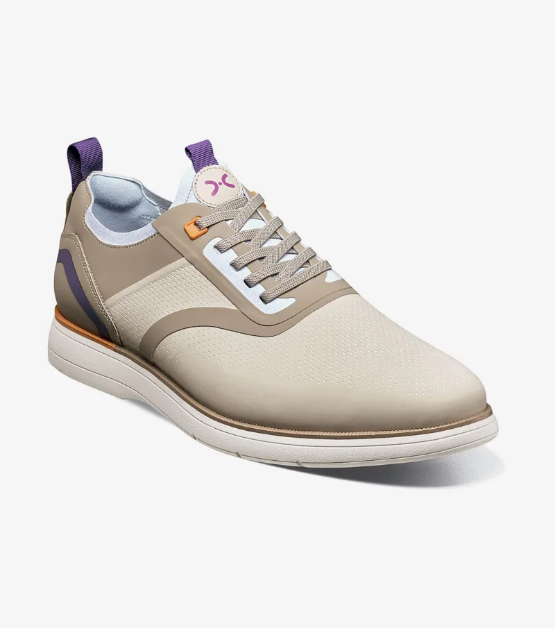 Stacy Adams Shoes Everidge Plain Toe Elastic Lace Up Cream Multi Size 11
