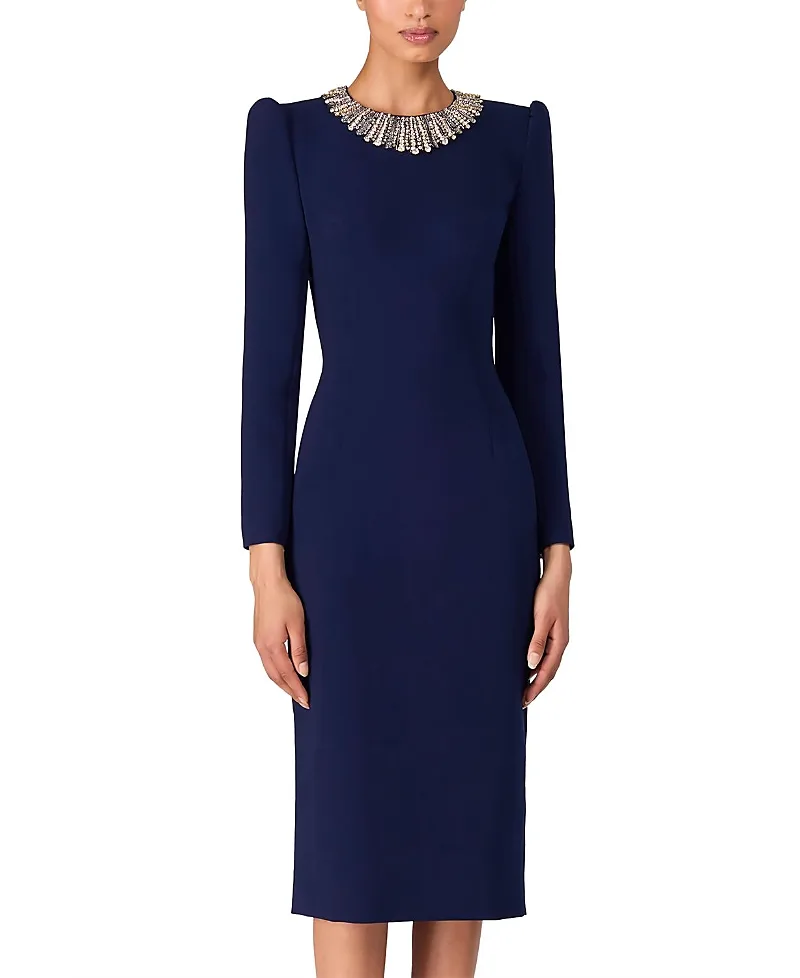 Jenny Packham Cora Long-sleeve Midi Dress