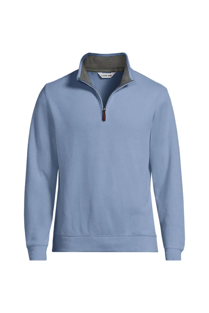 Bedford Rib Quarter Zip Pullover Sweater - Lands' End - Blue - S