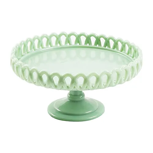 Martha Stewart Highbrook Highloop Glass Cake Stand, One Size, Green