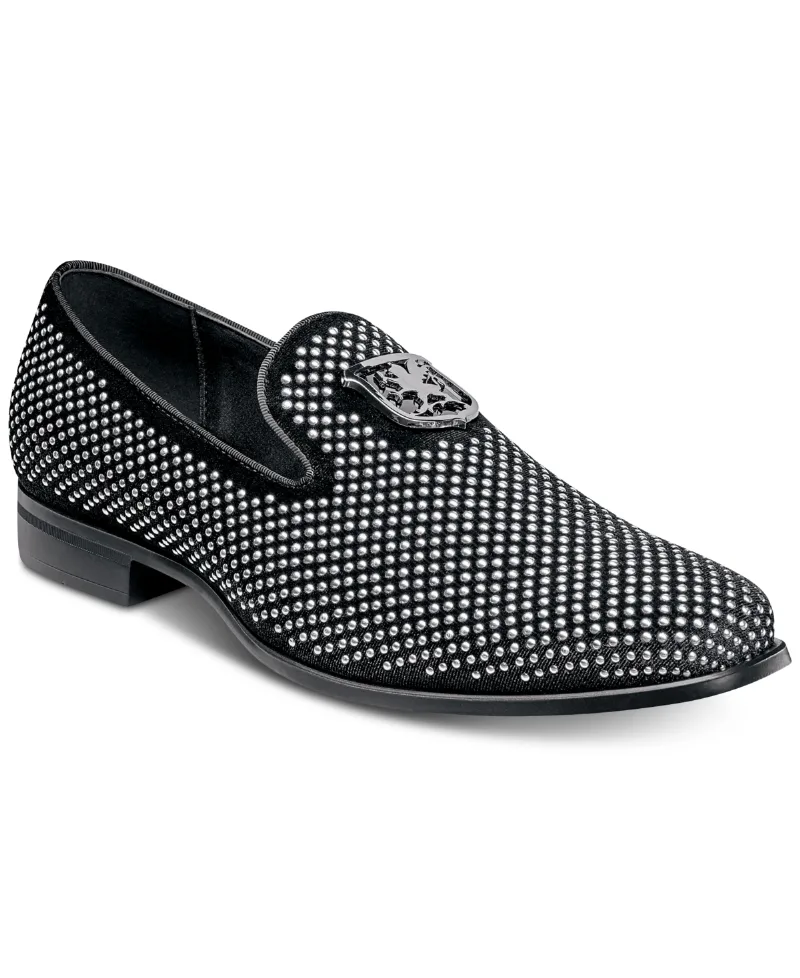 Stacy Adams Men's Swagger Studded Ornament Slip-on Loafer - Black/Silver