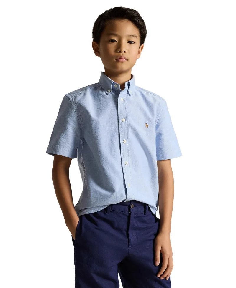 Polo Ralph Lauren Big Boys Cotton Oxford Short-Sleeve Shirt - BSR Blue