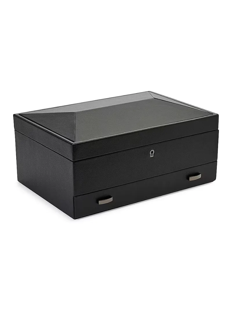 Wolf British Racing 10-Piece Watch Box & Drawer - Black