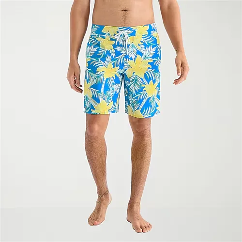 St. John's Bay Mens 9" Americana Abstract Board Shorts, Small, Yellow