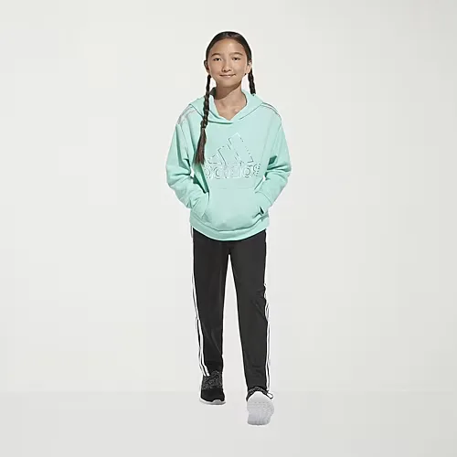 adidas Big Kid Girls Mid Rise Regular Fit Tapered Track Pant, Small (7-8), Black