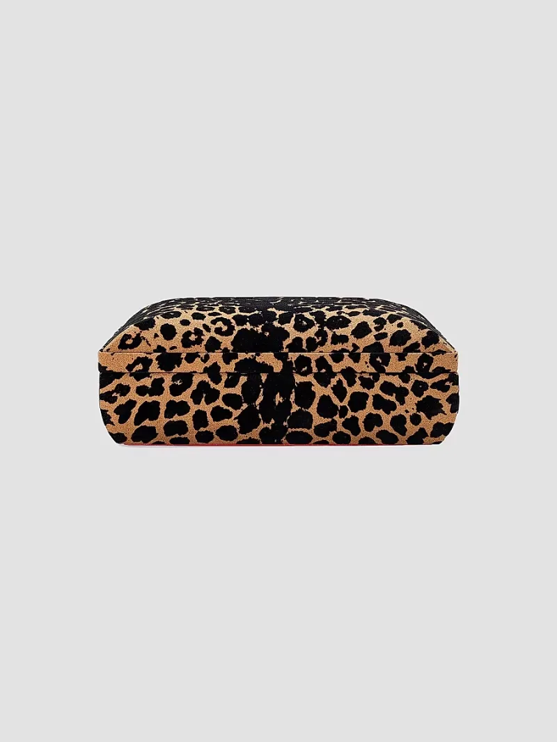 Wolf Designs Savanna Leopard Medium Jewelry Case - Tan Black