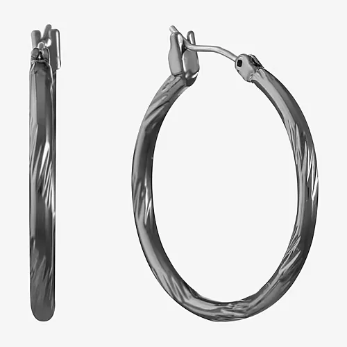 Liz Claiborne Hematite Womens 22mm Hypoallergenic Hoop Earrings, One Size, Gray