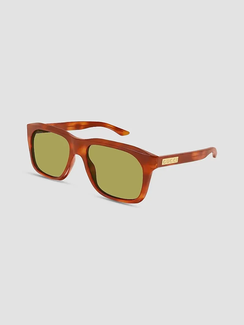 Gucci Men's Gucci Flag 55MM Square Sunglasses - Brown Green