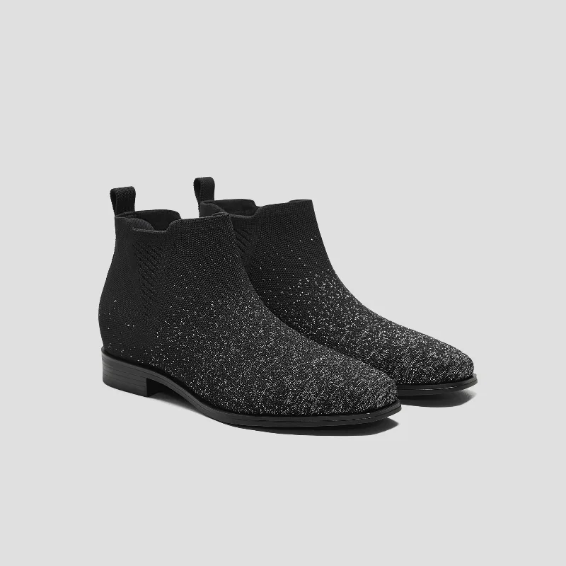 VIVAIA Square-Toe Slip-On Chelsea Boots (Ryan Slip-On)|BLACK METALLIC|US 7.5