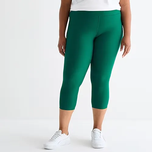 Xersion EverUltra Womens High Rise 23" Plus Cropped Legging, 2x, Green