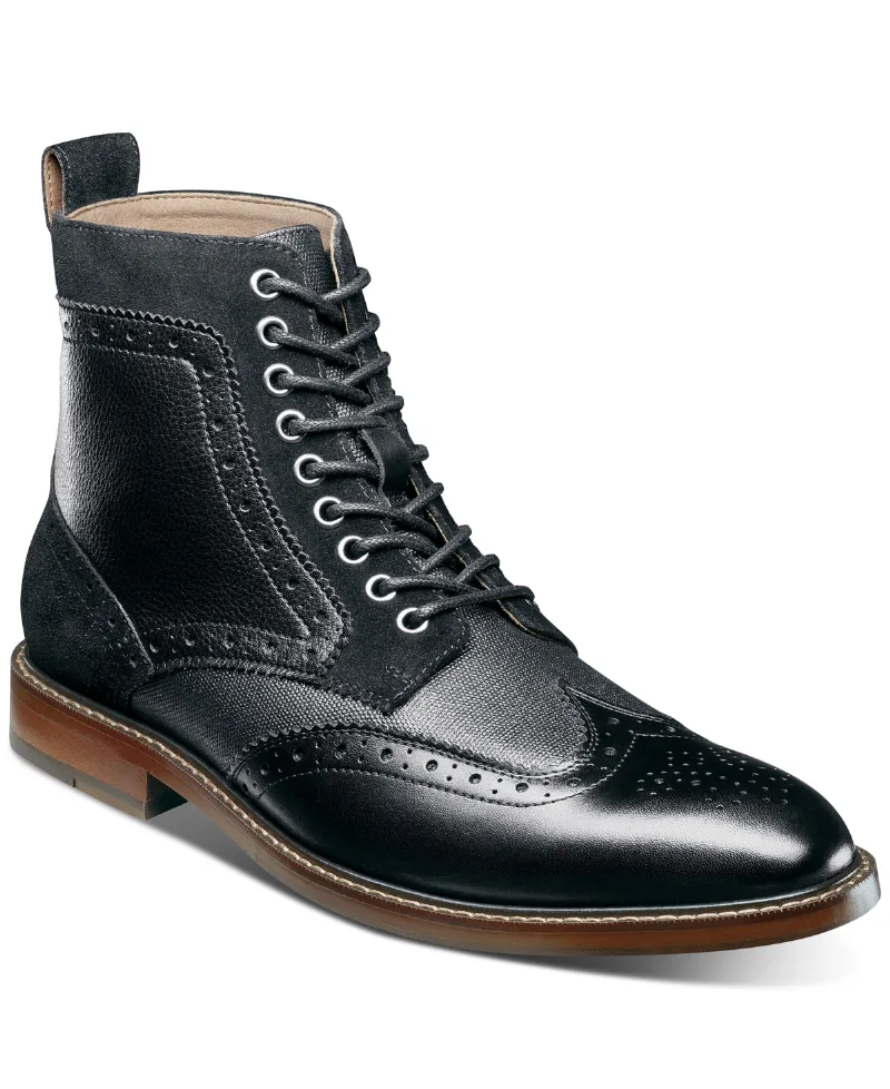 Stacy Adams Men's Finnegan Wingtip Lace-Up Boot - Black Multi