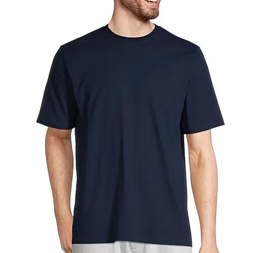 Stafford Super Soft Mens Crew Neck Short Sleeve Pajama Top, Medium, Blue