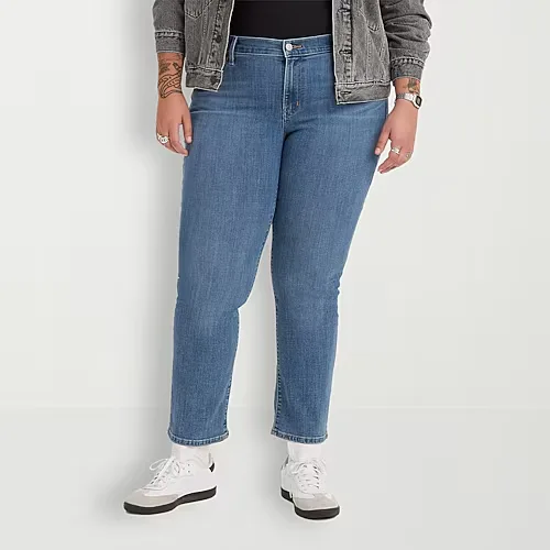 Levi's Plus Womens Mid Rise 414 Straight Leg Jean, 24w, Blue