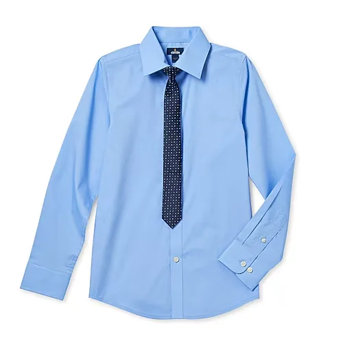 Stafford Little & Big Kid Boys Point Collar Long Sleeve Dress Shirt, X-large (18-20), Blue