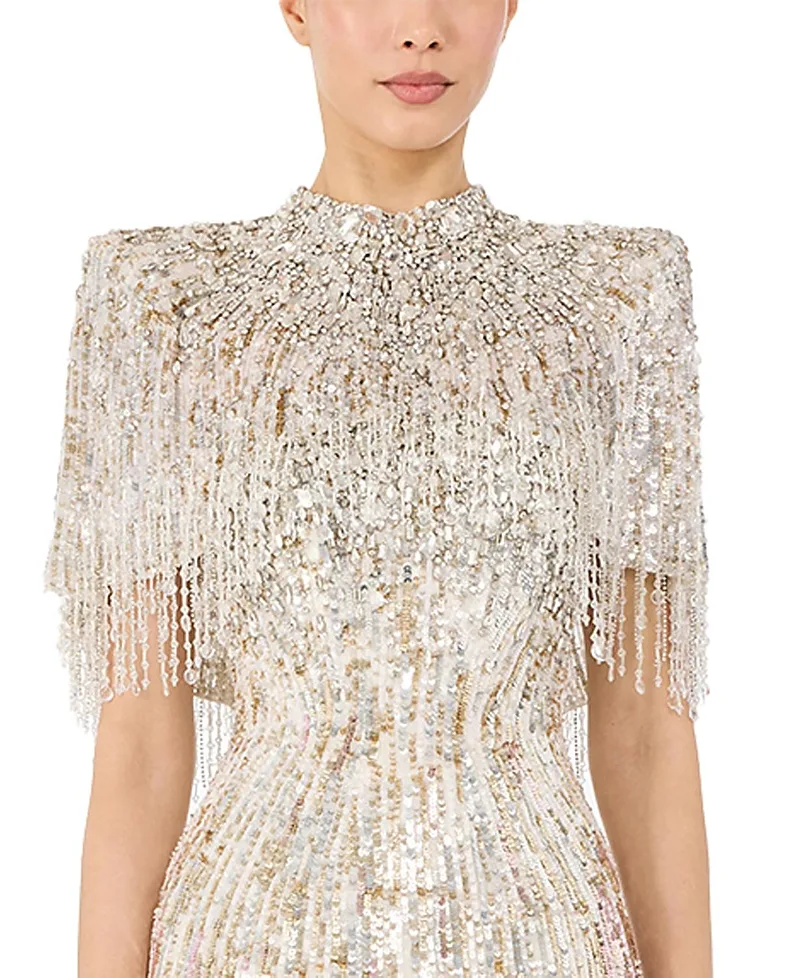 Jenny Packham Ellen Mock-Neck Beaded Top