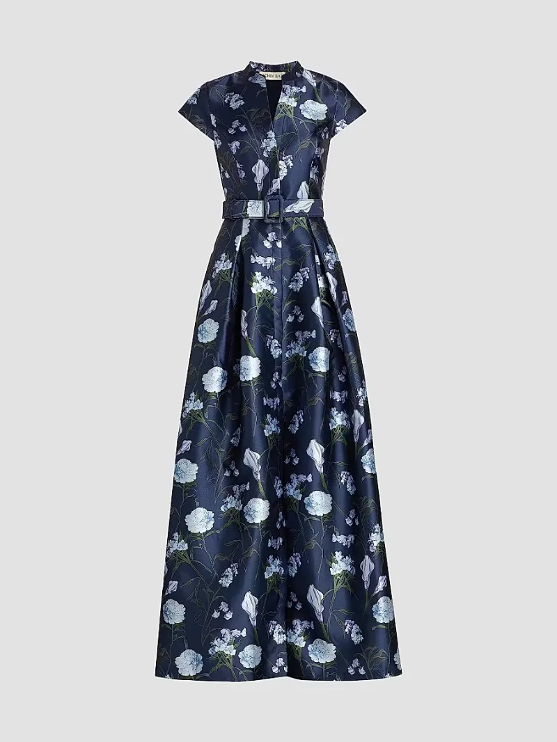 SACHIN BABI Women's Marta Floral Mikado Gown - Glacial Bouquet - Size 0