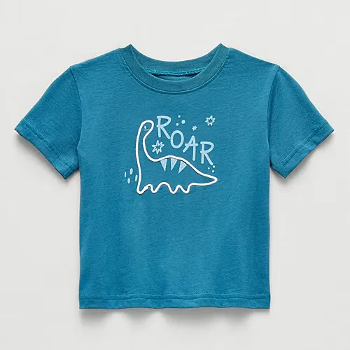 Okie Dokie Baby Boys Round Neck Short Sleeve Regular Fit Graphic T-Shirt, 12 Months, Blue