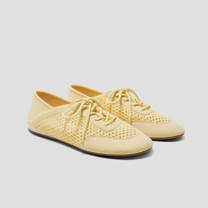 VIVAIA Round-Toe Lace-Up Mesh Sneakers (Yara)|BUTTER YELLOW|US 5