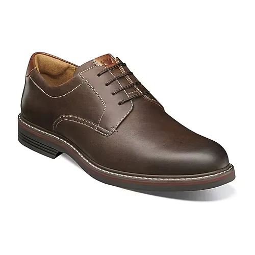 Florsheim Mens Norwalk Plain Toe Oxford Shoes, 8 Medium, Brown