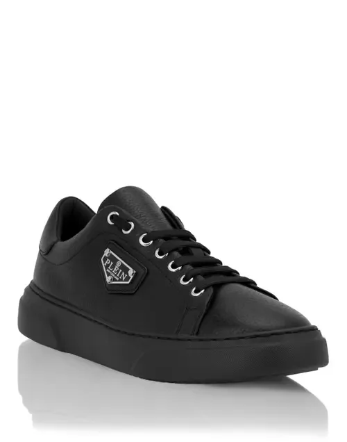 PHILIPP PLEIN Leather Lo-Top Sneakers Iconic Plein Unisex in Black/black at Nordstrom, Size 45
