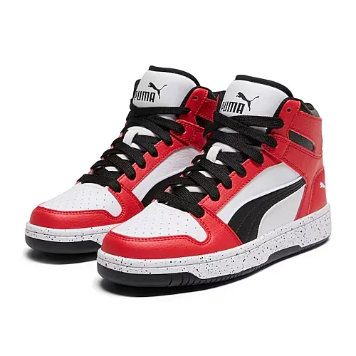 PUMA Rebound Layup Elevated Big Kid Boys Basketball Shoes, 4 Medium, White