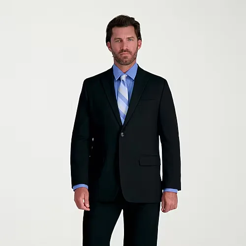 Haggar JMH Premium Mens Stretch Fabric Classic Fit Suit Jacket, 42 Short, Black