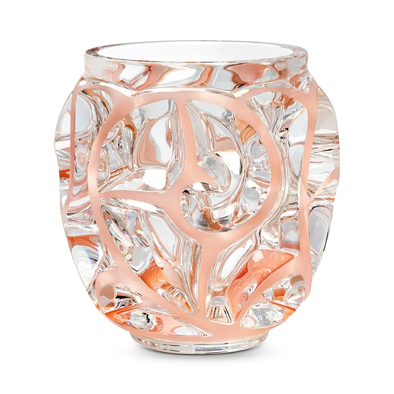 Lalique Tourbillions Coral Patina Crystal Small Vase