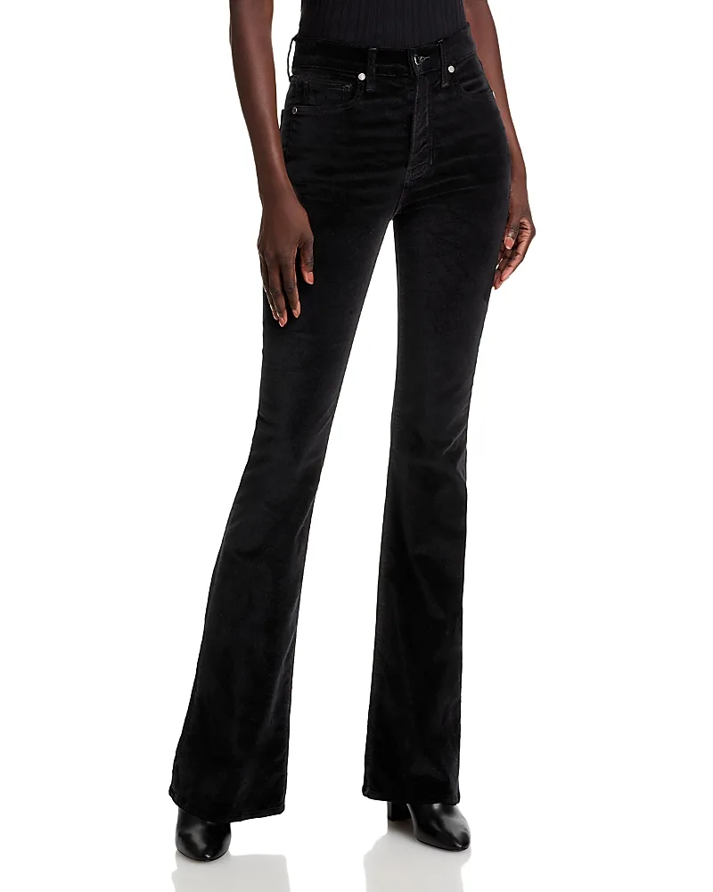 Veronica Beard Beverly High Rise Velveteen Skinny Flare Jeans in Black